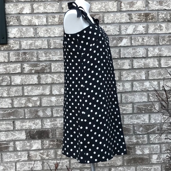 J.Crew Blue Navy Tie Straps Polka Dots Dress - Picture 4 of 12
